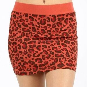 Animal Print Cotton Mini Skirt Rust
